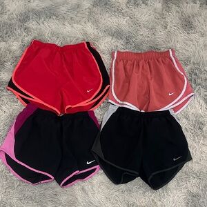 4 Pairs Nike Women's Athletic Shorts - Red, Coral, Black